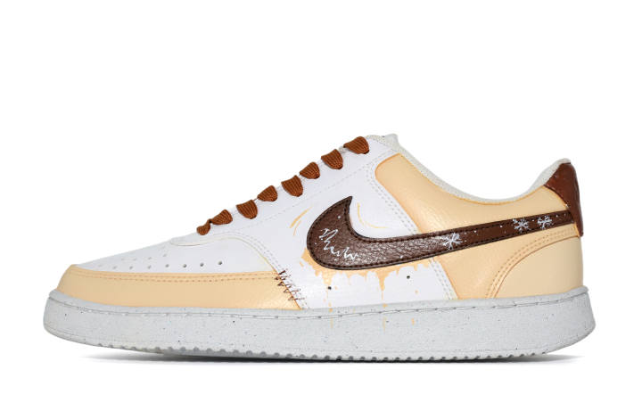 Nike Nike Court Vision 1 Cushioning, Wear Resistant Low top Skateboard Shoes Men's White Brown