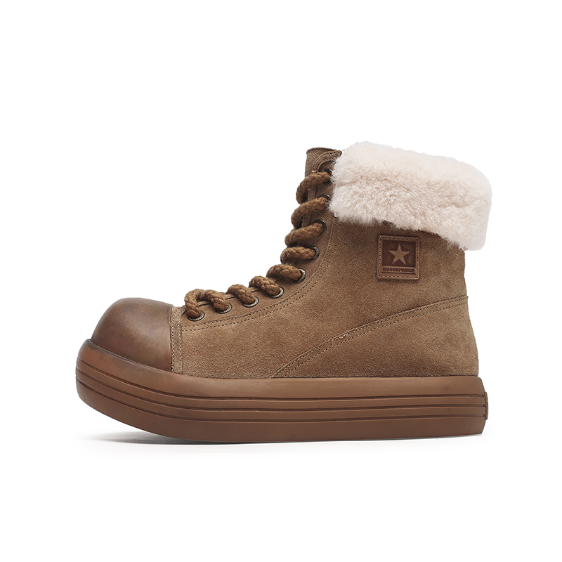 Angelmix Angelmi Thermal Abrasion Resistant Slip Resistant Fashion Trend Short Snow Boots Unisex Brown