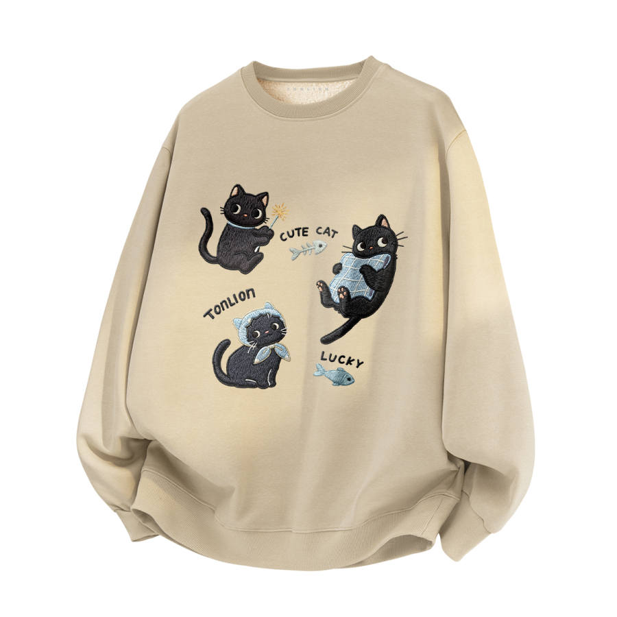 Tonlion Sweatshirts Unisex Crew Neck Thickened Heavyweight