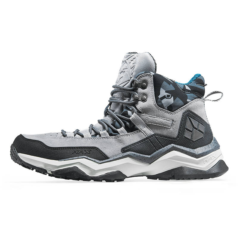 RAX Waterproof And Wear resistant High top Outdoor Shoes Men's Light Gray