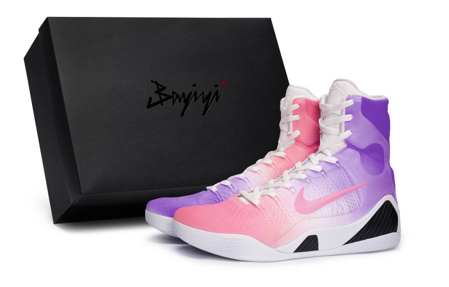 Nike Nike Kobe 9 Slip Resistant Slip Resistant High top Basketball Shoes Unisex White Black Purple Pink