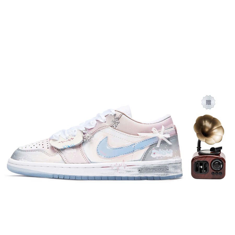 Jordan Jordan Air Jordan 1 Da Vinci Custom, Winter Letter, Christmas Limited Project, Love Winter Melody Slip Resistant