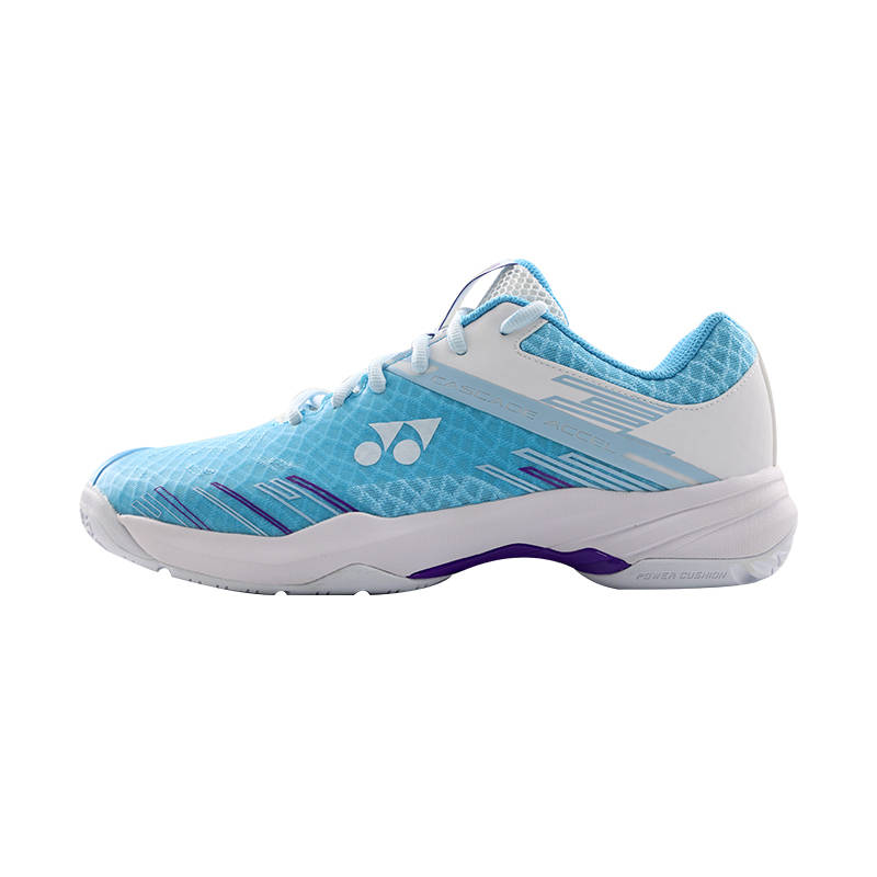 YONEX Textile, Synthetic Leather Comfortable Round Toe Low top Badminton Shoes Men's Light Gray Blue White