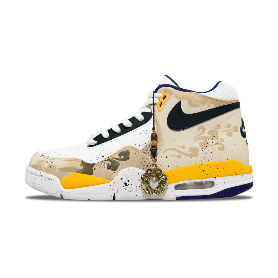 Nike Nike Flight Legacy Cushioning Slip Resistant Abrasion Resistant Mid top Vintage Basketball Shoes Men's White