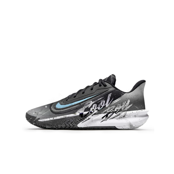 Nike Nike Precision 7 Lively Island, Ink Stain Cushioning Low top Basketball Shoes Men's Black White