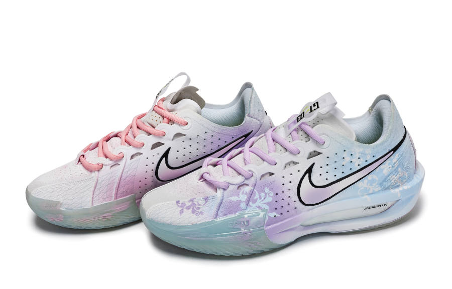 Nike Nike G.T. CUT CROSS RTHS Neon Blue Rhythm Abrasion Resistant Low top Basketball Shoes Men's White Pink Purple