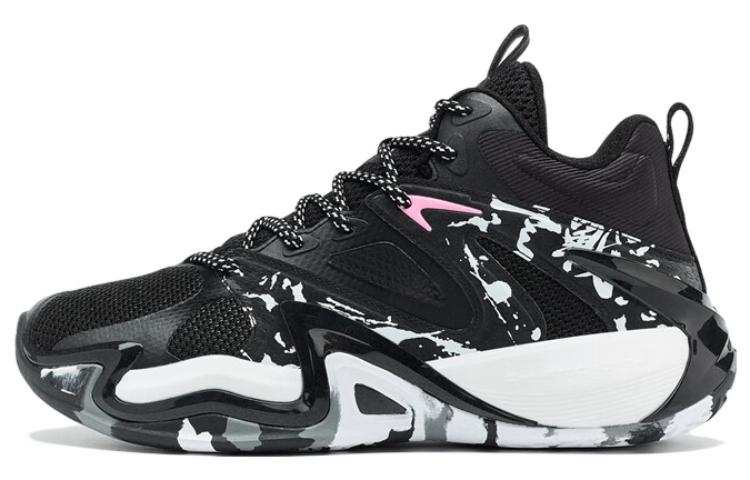 XTEP Slip Resistant, Abrasion Resistant, Breathable Mid top Basketball Shoes Men's Black New White