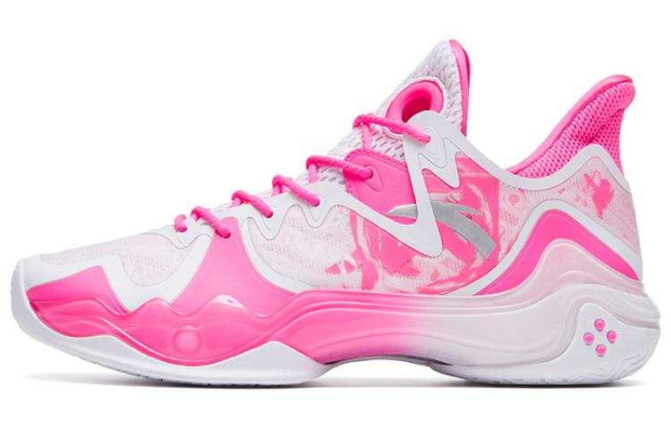 Anta Shock Wave 4 Versatile Slip Resistant Abrasion Resistant Low top Basketball Shoes Men's Pink White