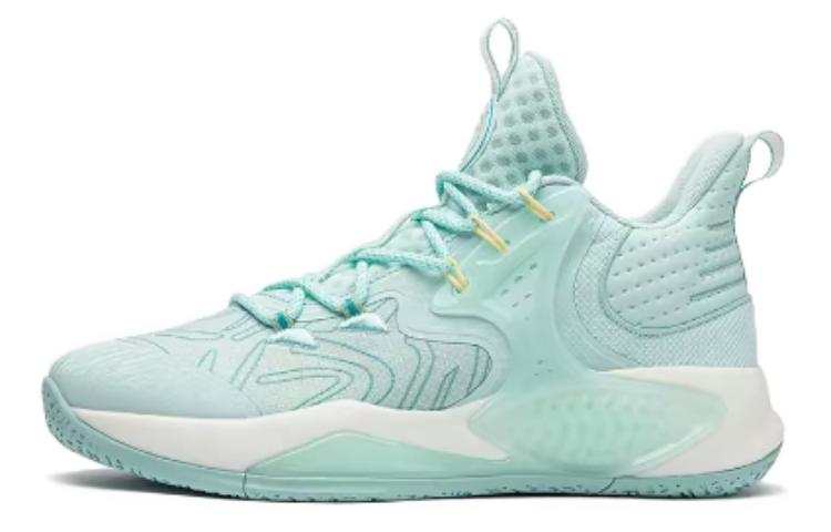 QIAODAN Cushioning Rebound High top Basketball Shoes Men's White Cyan