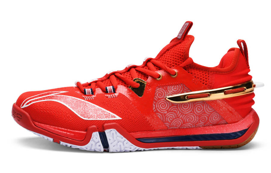 Li-Ning LiNing Cushioned Slip Resistant Abrasion Resistant Breathable Low Top Badminton Shoes Men's Red Blue Mismatched