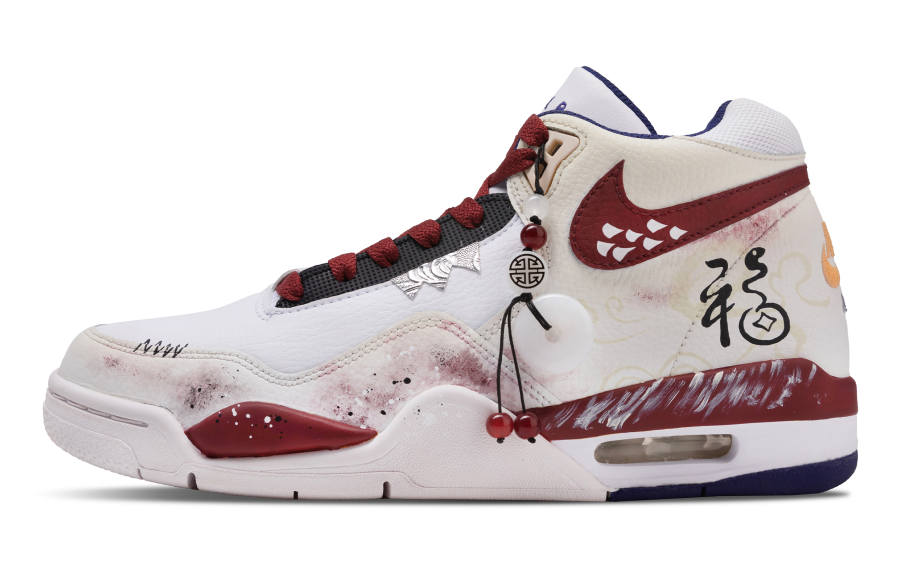 Nike Nike Flight Legacy Luck On Your Side Abrasion Resistant Mid top Vintage Basketball Shoes Men's White Red