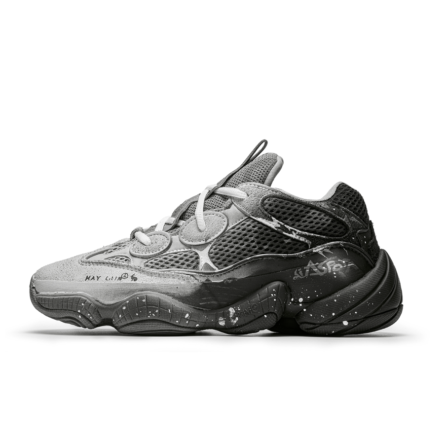 Adidas Adidas Yeezy 500 Solitude Crack Slip Resistant Low top Chunky Sneakers Unisex Black Gray