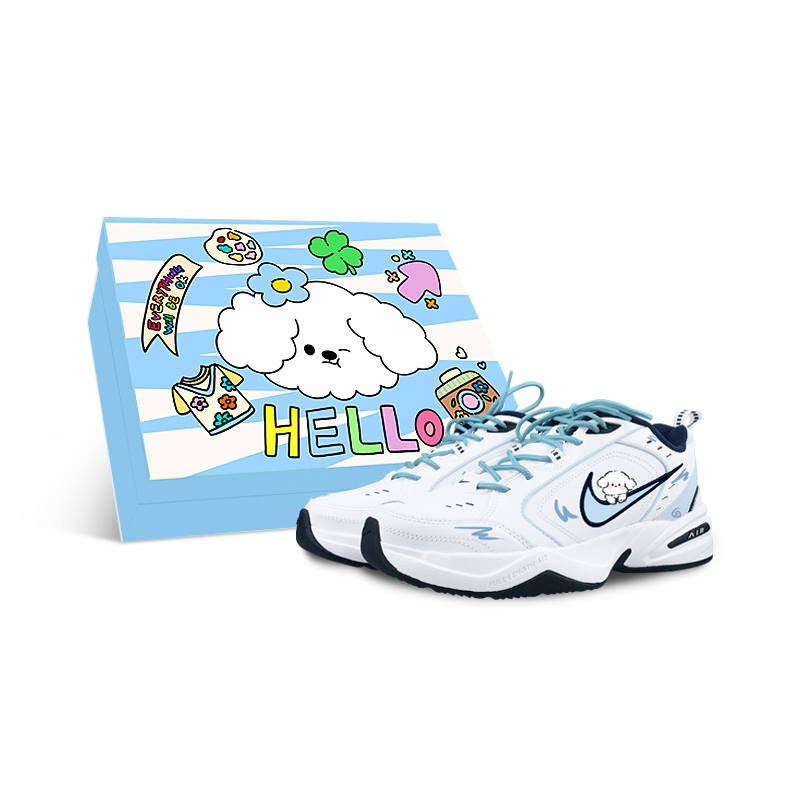 Nike Nike Air Monarch 4 Slip Resistant Slip Resistant Low top Chunky Sneakers Unisex White Blue