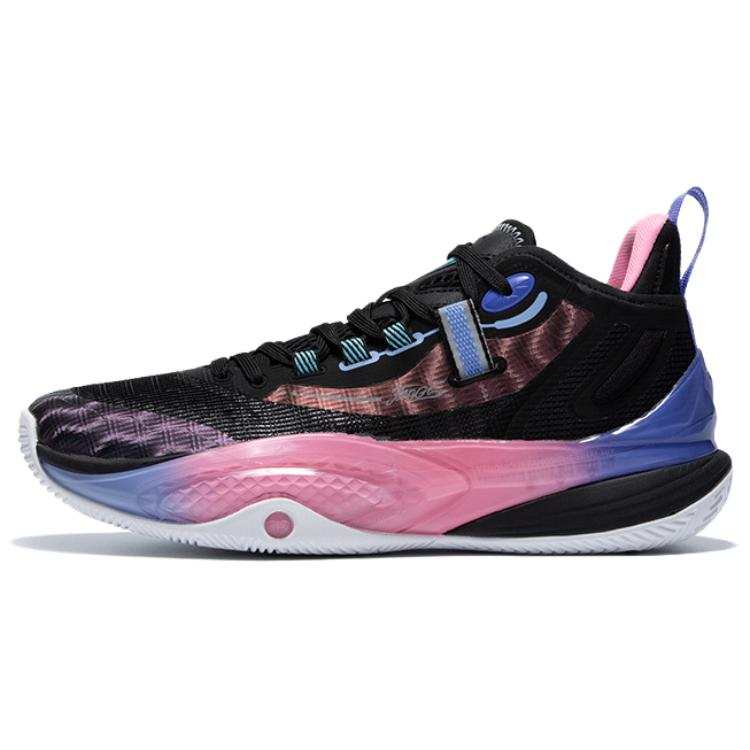 QIAODAN Poisonous Fangs Lite Slip Resistant Slip Resistant Low top Basketball Shoes Men's Black Bright Pink