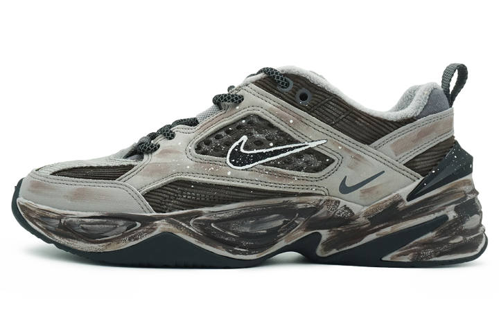 Nike Nike M2K Tekno Mesh, Leather Slip Resistant Abrasion Resistant Low top Chunky Sneakers Unisex Gray