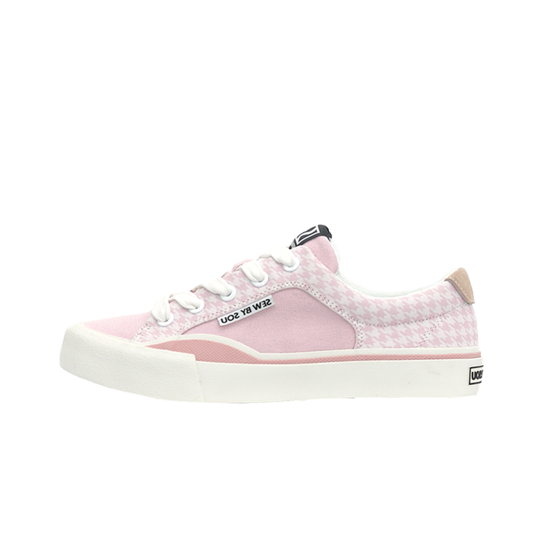 SEW BY SOU Low top Canvas Shoes Unisex Houndstooth Pink