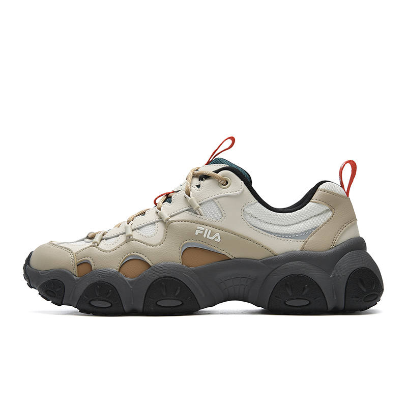 FILA FLUID 7 Cushioning Abrasion Resistant Lightweight Height Increasing Low top Chunky Sneakers Men's White Brown