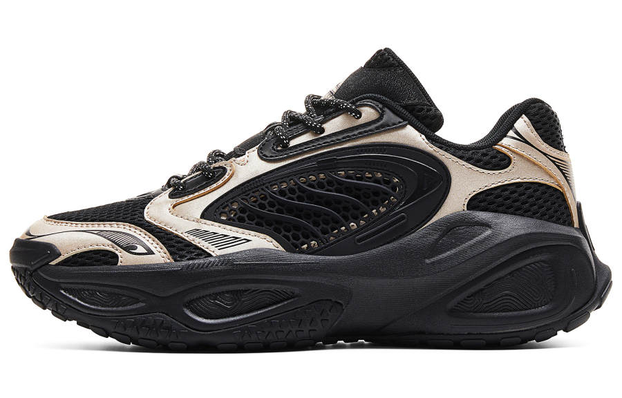 PEAK Low top Chunky Sneakers Men's Black Champagne Gold