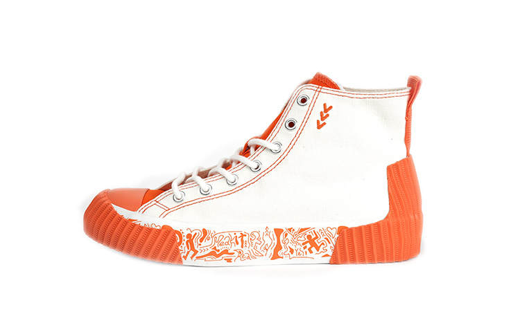 ISTEP High top Canvas Shoes Women's White Orange