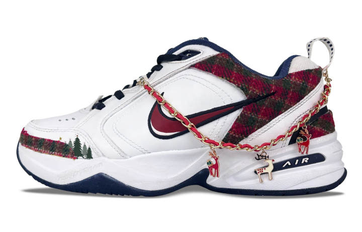 Nike Nike Air Monarch 4 Coverage Abrasion Resistant Low top Chunky Sneakers Unisex White Red
