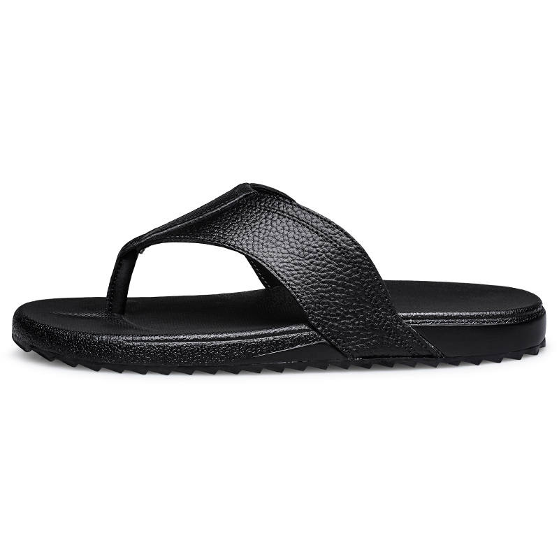 PAIBLOKS Rubber Sole Abrasion Resistant Slip Resistant Quick Dry Flip Flops Men's Black