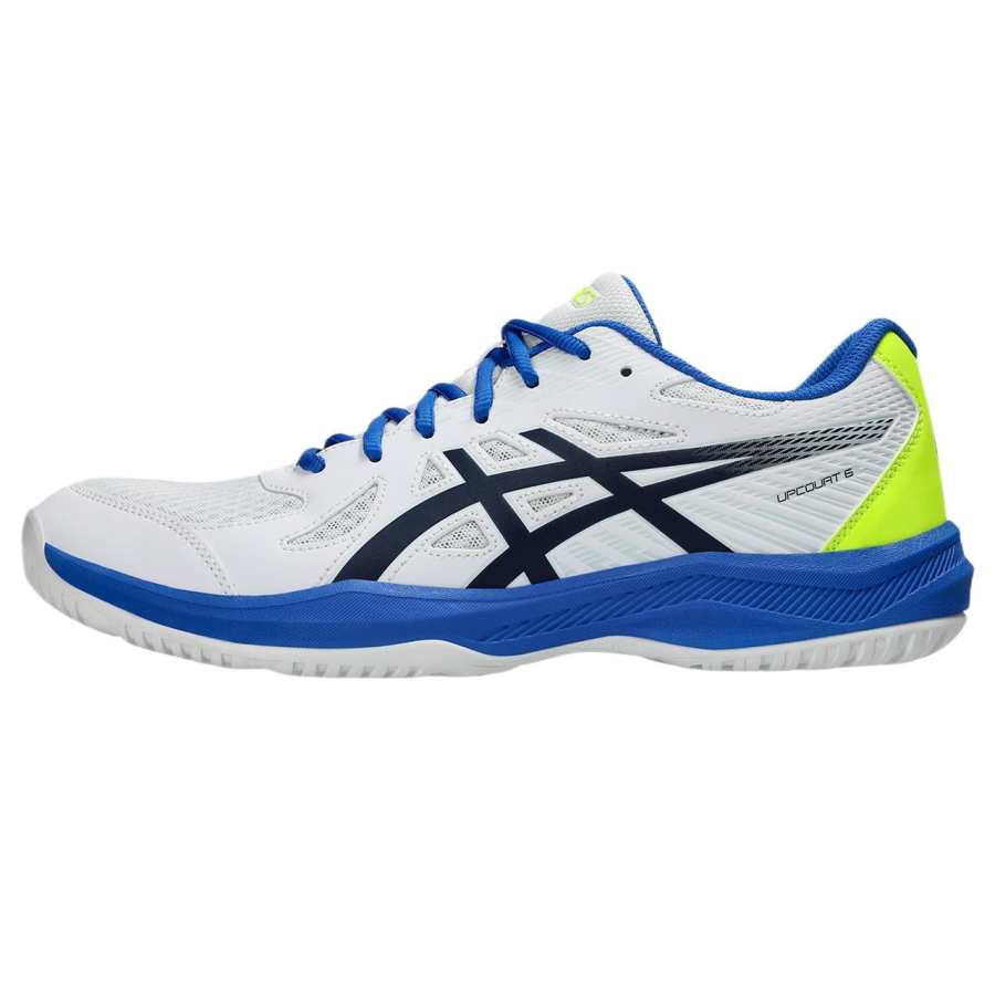 ASICS Gel Upcourt 6 Slip Resistant Low top Badminton Shoes Men's White Blue