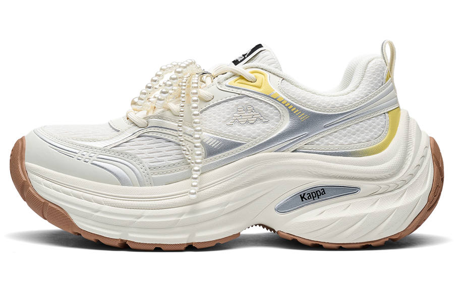 Kappa Back to Back Slip Resistant, Abrasion Resistant, Height Increasing Low top Chunky Sneakers Women's White Silver