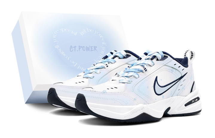 Nike Nike Air Monarch 4 Creamy Icing Slip Resistant Abrasion Resistant Low top Chunky Sneakers Unisex Blue White