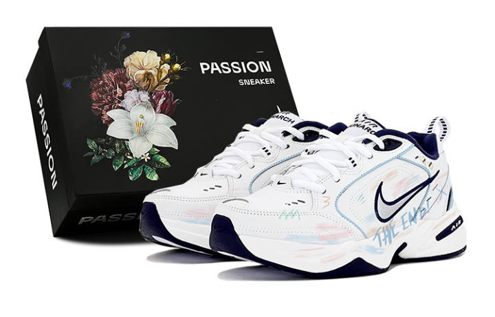 Nike Nike Air Monarch 4 Textile, Leather Cushioning Low top Chunky Sneakers Unisex White