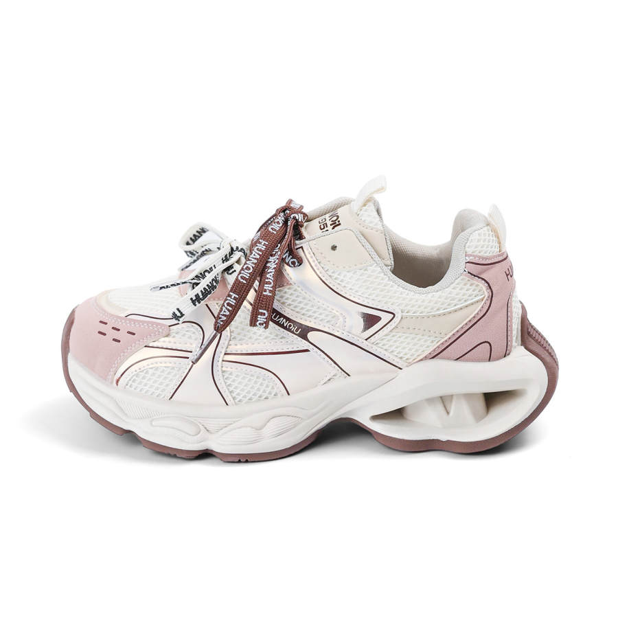 HUANQIU Synthetic Leather Abrasion Resistant Height Increasing Low top Fashion Chunky Sneakers Women's