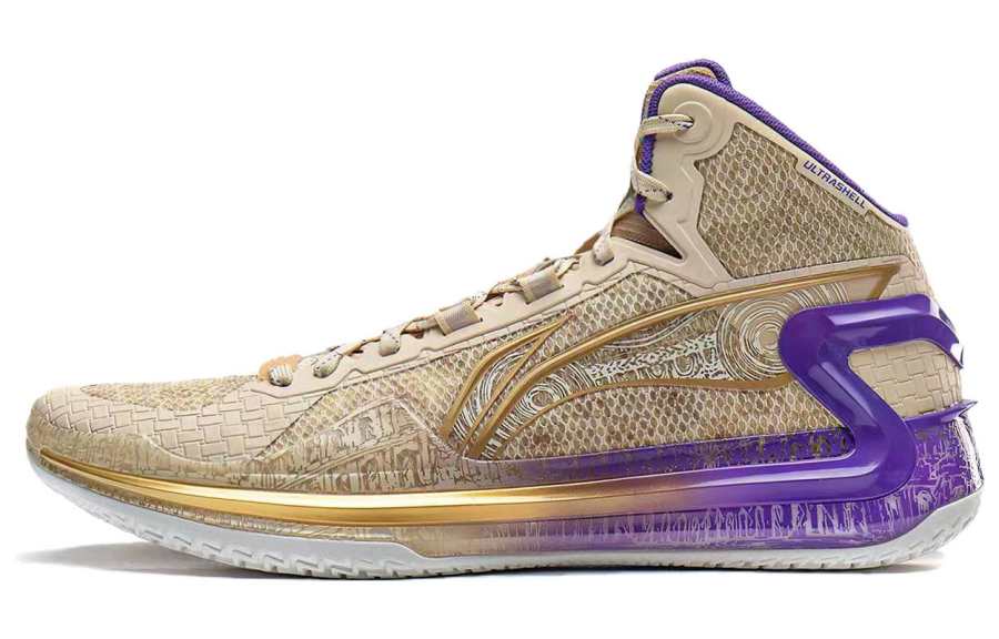 Li-Ning Li Ning Liren 4 Path Of The Blade Cushioning Slip Resistant Rebound Mid top Basketball Shoes Men's Yellow Brown