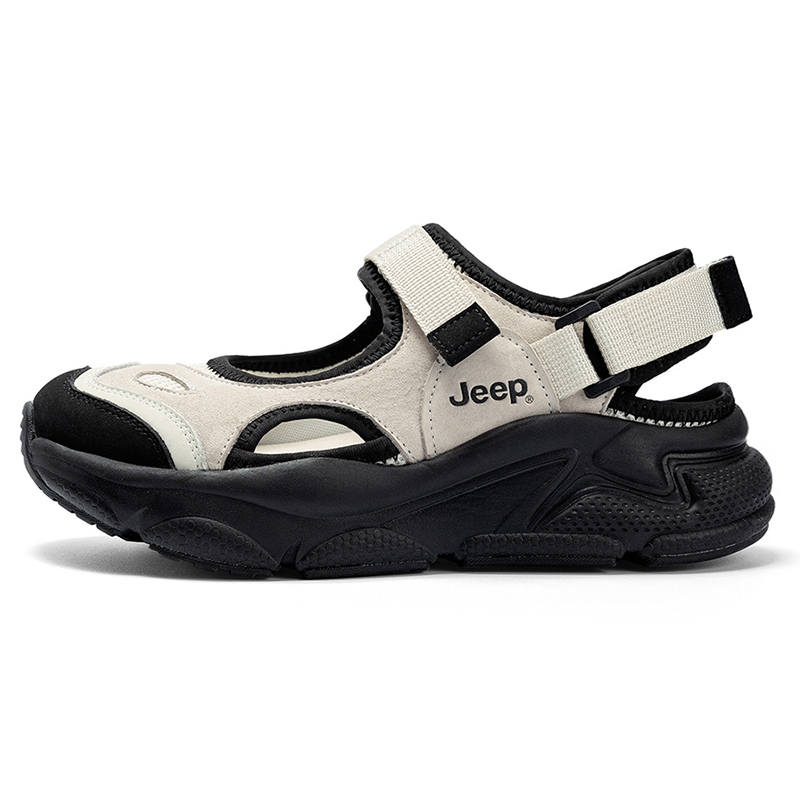 Jeep Breathable Cushioning Beach Sandals Women's Black Gray