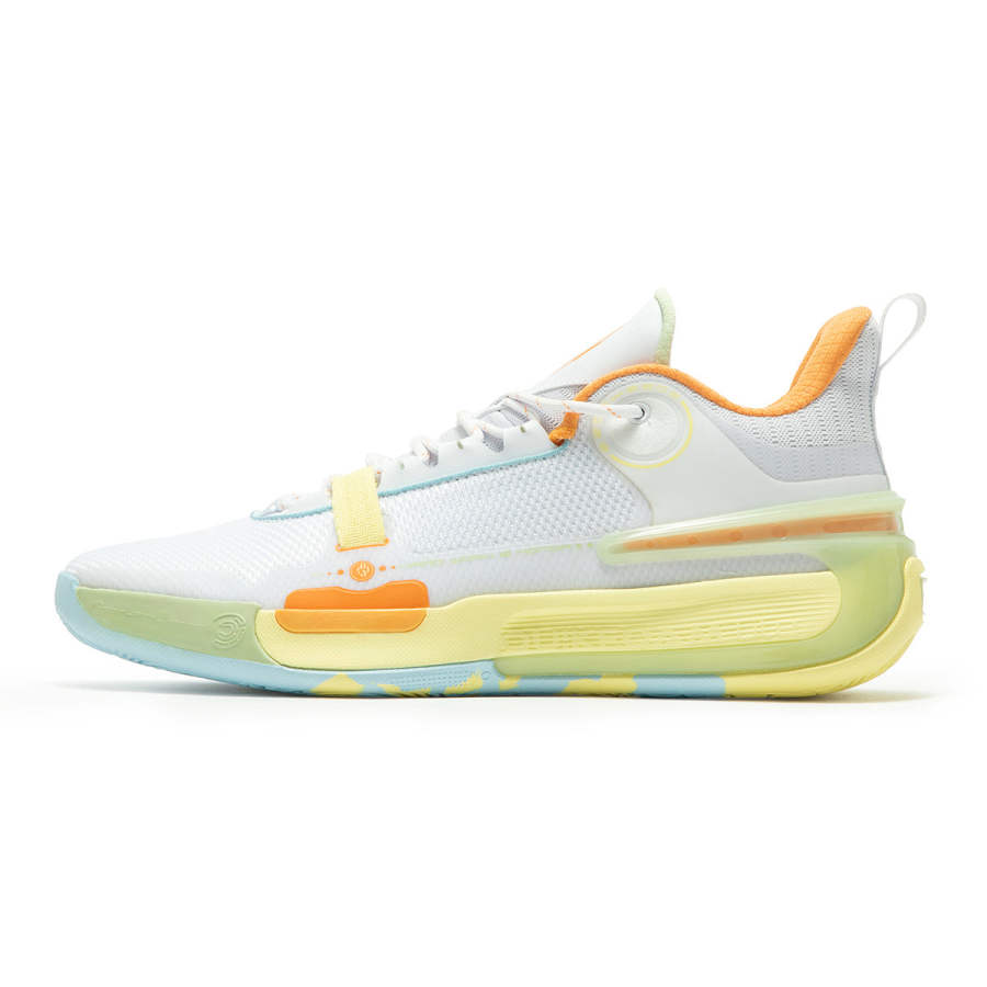361° Cushioning Slip Resistant Low top Basketball Shoes Men's White Yellow