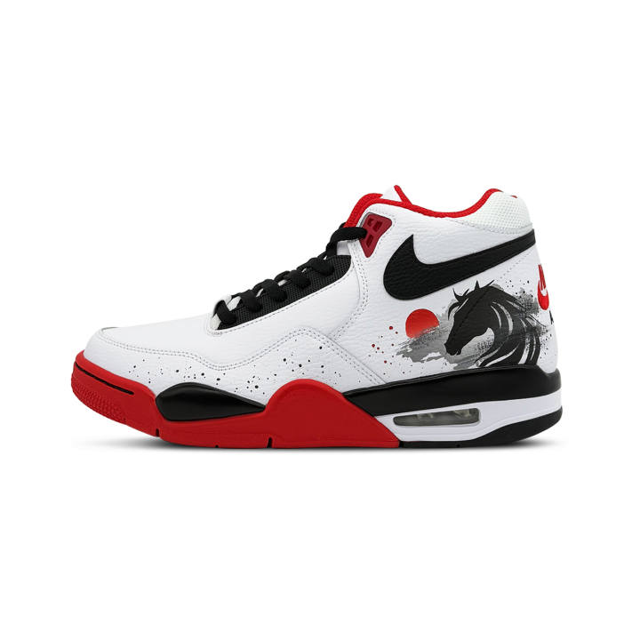 Nike Nike Flight Legacy Sunset Glow Abrasion Resistant Mid top Vintage Basketball Shoes Unisex Red White
