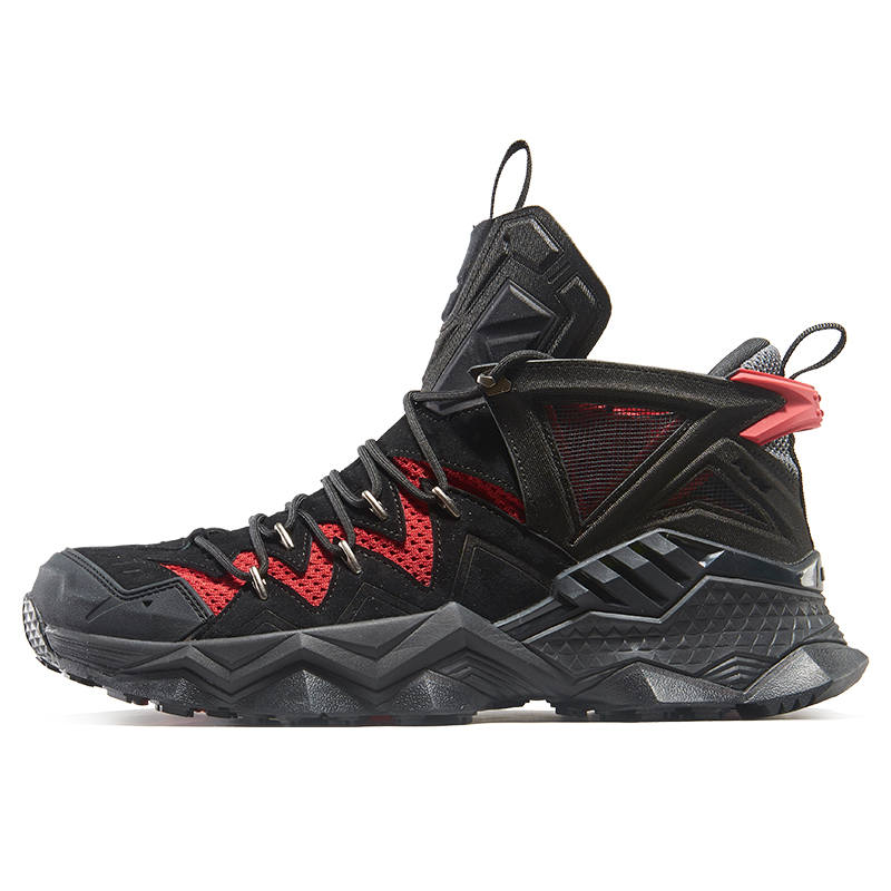RAX Slip Resistant, Breathable, Lightweight Mid top Outdoor Shoes Men's Black Red