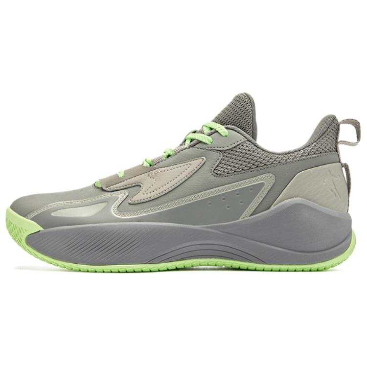 QIAODAN Slip Resistant, Abrasion Resistant, Super Light Low top Basketball Shoes Men's Gray Green