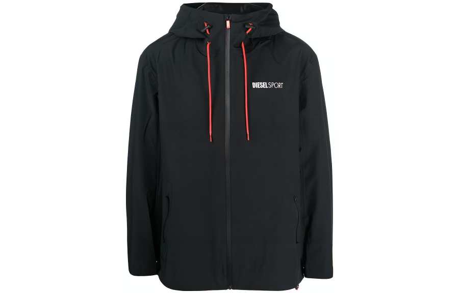 DIESEL Jackets Men's Black Hooded Moderate Other