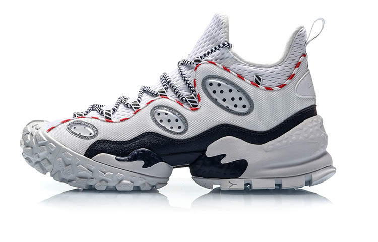 Li-Ning Li Ning CF Countflow Monster Eye Mid Abrasion Resistant Breathable Mid top Vintage Basketball Shoes Men's White Red