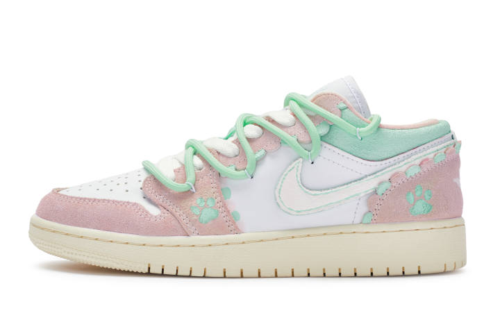 Jordan Jordan Air Jordan 1 Low top Skateboard Shoes Women's Pink Green White