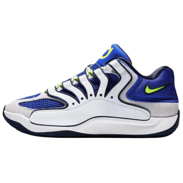 Nike Nike KD 18 Slip Resistant Abrasion Resistant Low top Basketball Shoes Men's White Blue