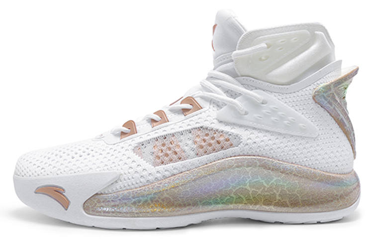 Anta Thompson KT5 Have Fun Fabric Slip Resistant Abrasion Resistant Support High top Basketball Shoes Men's White Gold