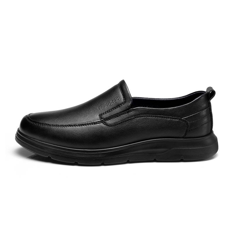 QIANGREN Synthetic Leather Fleece Lined Comfortable Fashion Men's Casual Shoes Men's Black