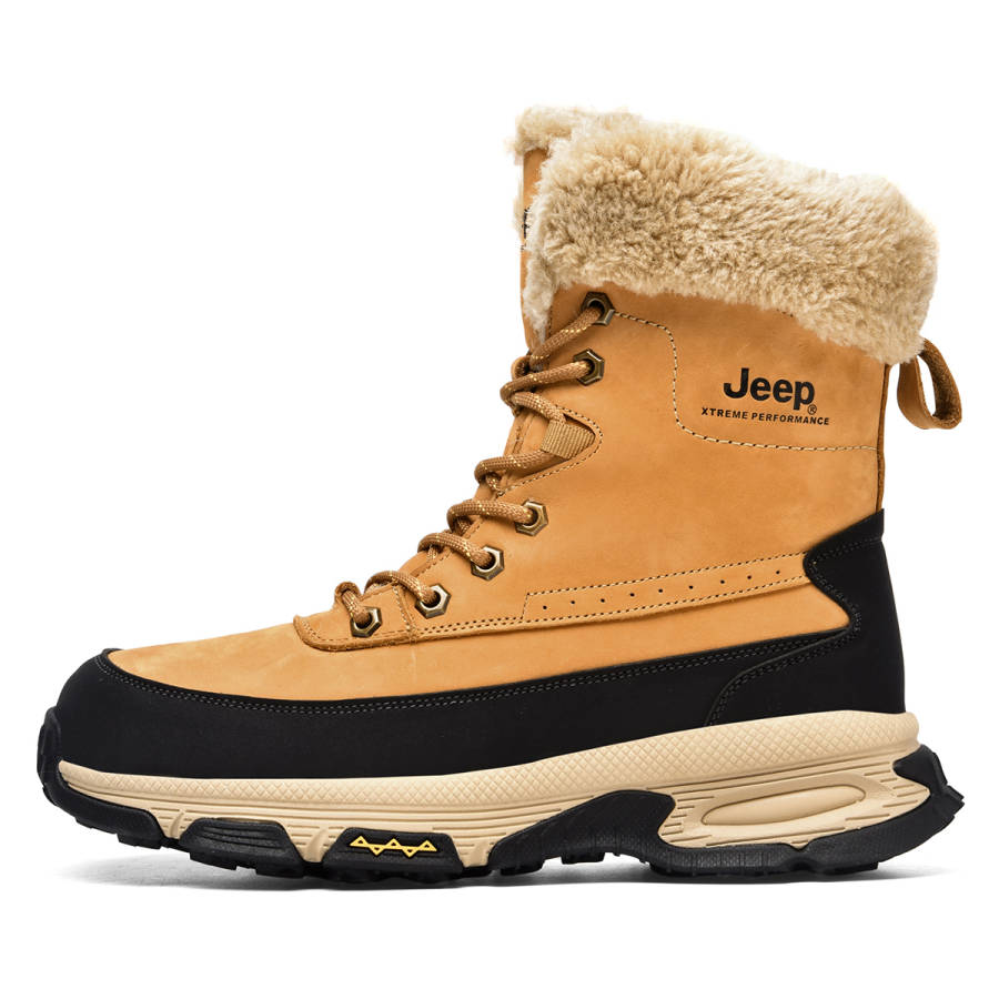 Jeep Jeep Fleece Lined, Comfortable And Versatile Platform Crew Snow Boots Men's Gold