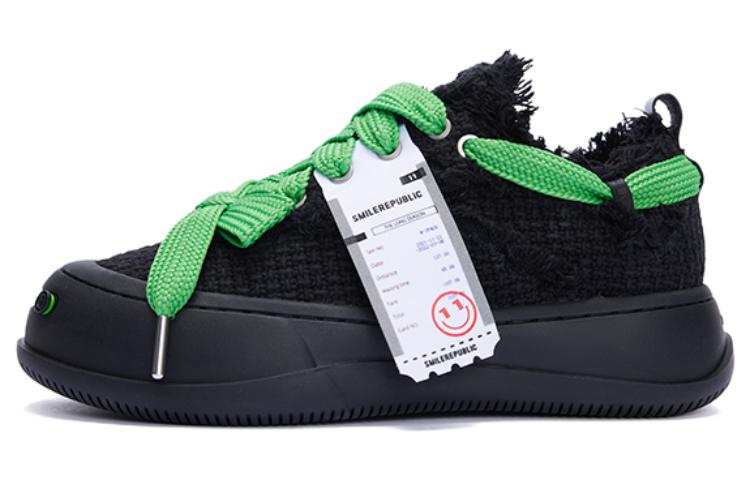 SMILEREPUBLIC Open Ended Smiling Collection Low top Canvas Shoes Unisex Black