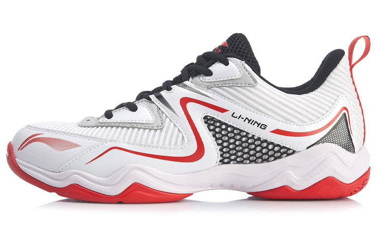 Li-Ning Li Ning Textile, Synthetic Leather Cushioning, Wear Resistant Low top Badminton Shoes Men's White Red