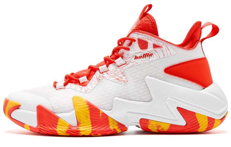 QIAODAN High top Basketball Shoes Men's White Orange