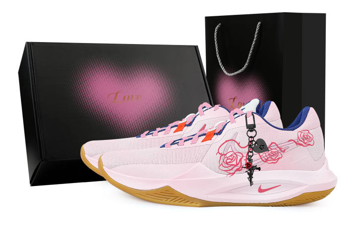 Nike Nike Precision 6 Rose Dance Black Pink Box Slip Resistant Abrasion Resistant Low top Basketball Shoes Men's Pink