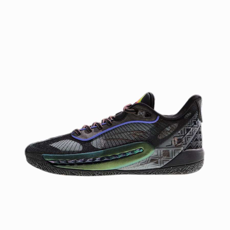 Anta Shock Wave 6 Cushioning Slip Resistant Abrasion Resistant Low top Basketball Shoes Men's Green Black Gray