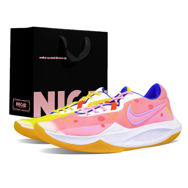 Nike Nike Precision 6 Abrasion Resistant Low top Basketball Shoes Men's Pink Yellow
