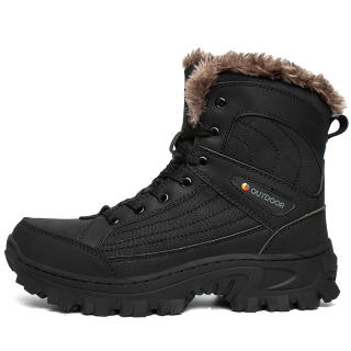 BIANSULONG Thermal Abrasion Resistant Slip Resistant Short Snow Boots Men's Black